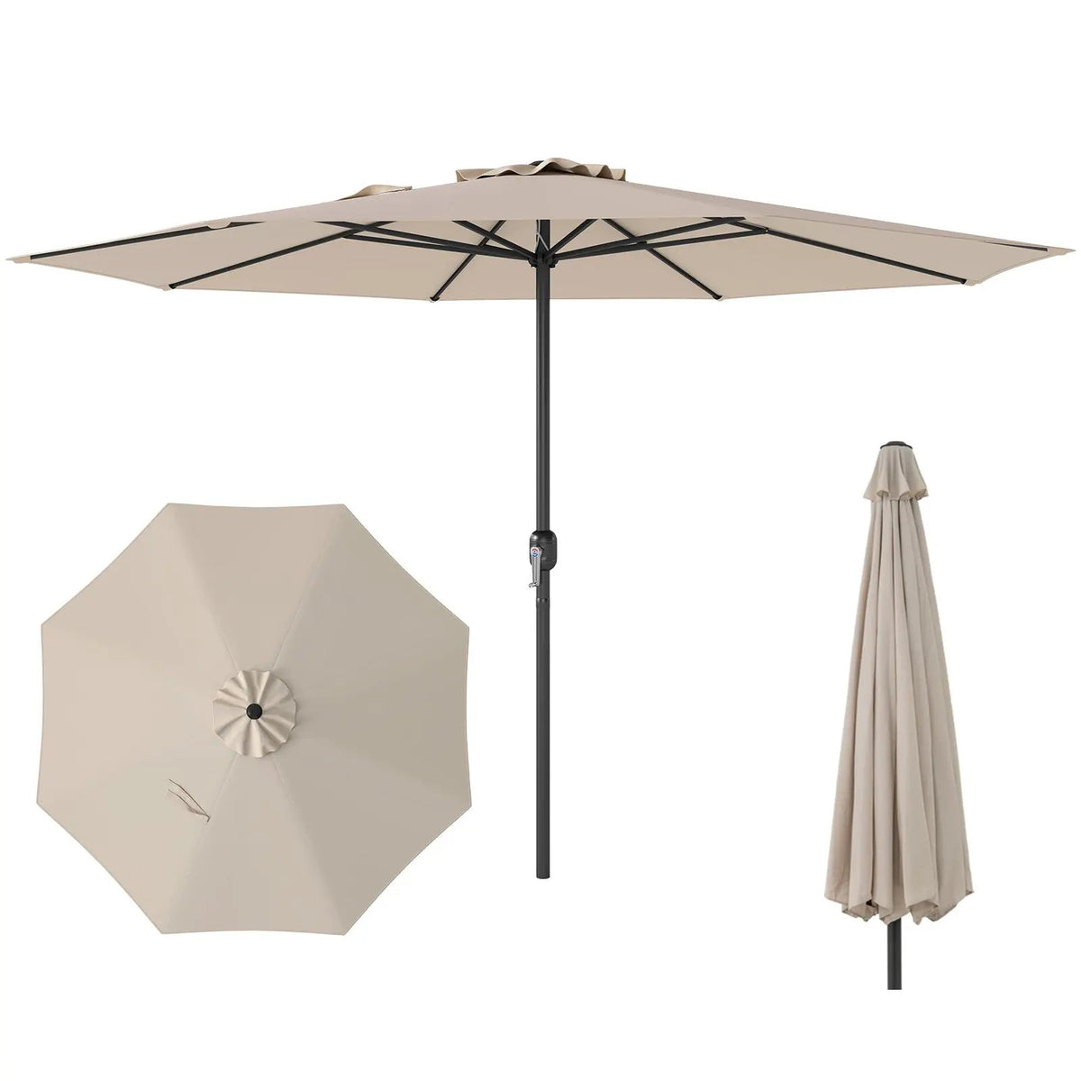 12 Feet Patio Umbrella with Crank Handle and 8 Sturdy Ribs, photo 3 of 10