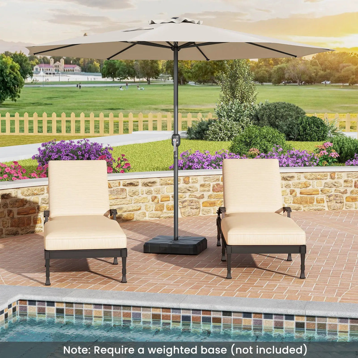 12 Feet Patio Umbrella with Crank Handle and 8 Sturdy Ribs, photo 6 of 10