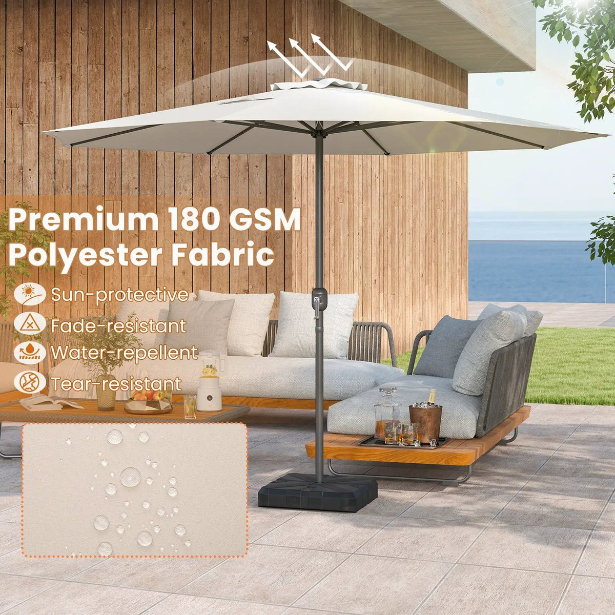 12 Feet Patio Umbrella with Crank Handle and 8 Sturdy Ribs, photo 5 of 10