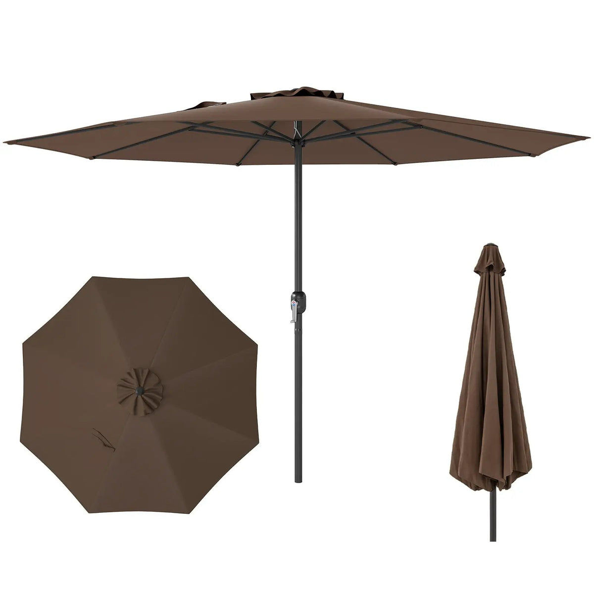 12 Feet Patio Umbrella with Crank Handle and 8 Sturdy Ribs, photo 7 of 10