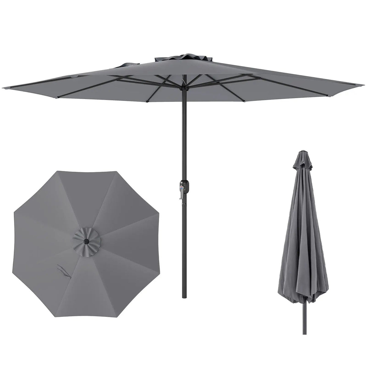 12 Feet Patio Umbrella with Crank Handle and 8 Sturdy Ribs, photo 8 of 10
