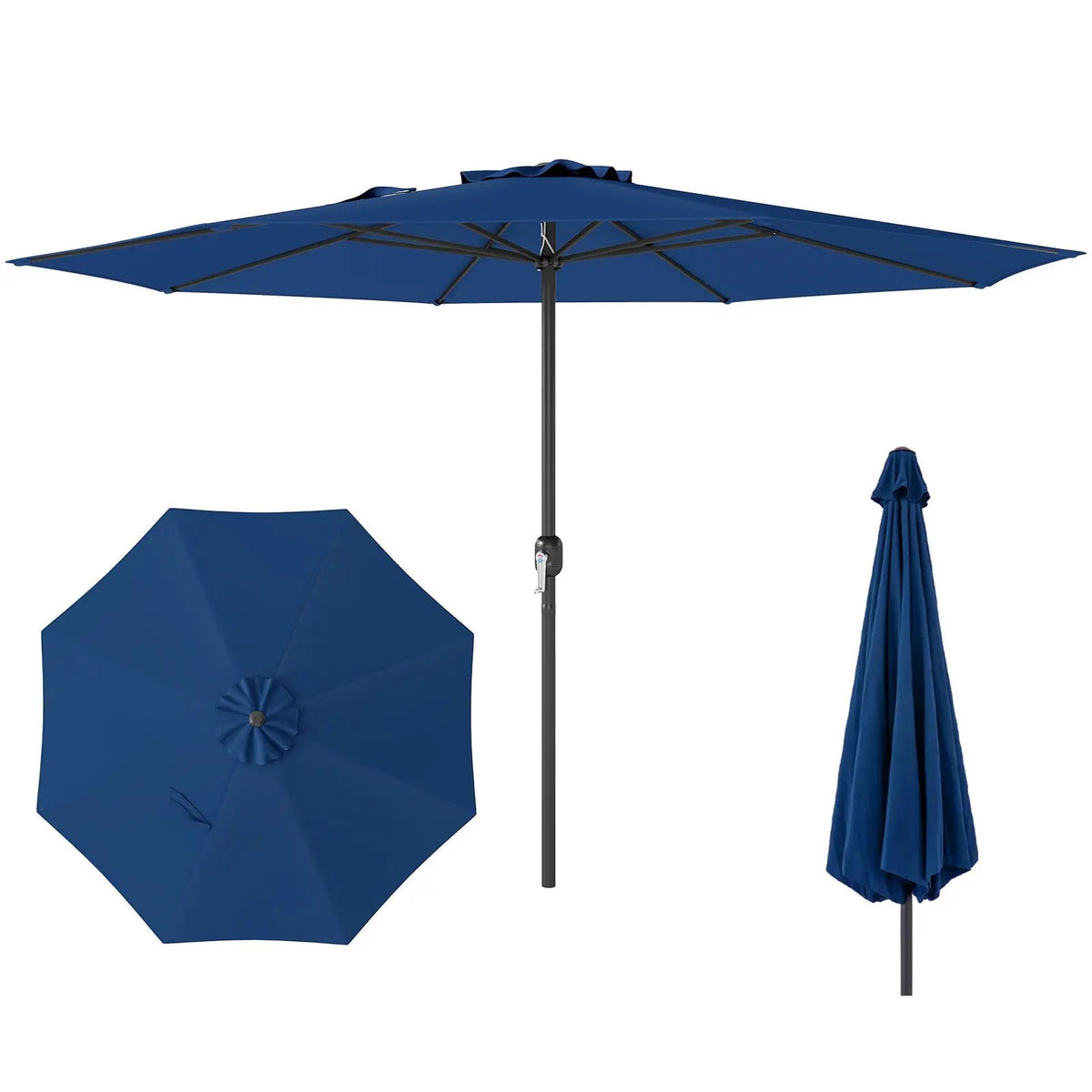 12 Feet Patio Umbrella with Crank Handle and 8 Sturdy Ribs, photo 9 of 10
