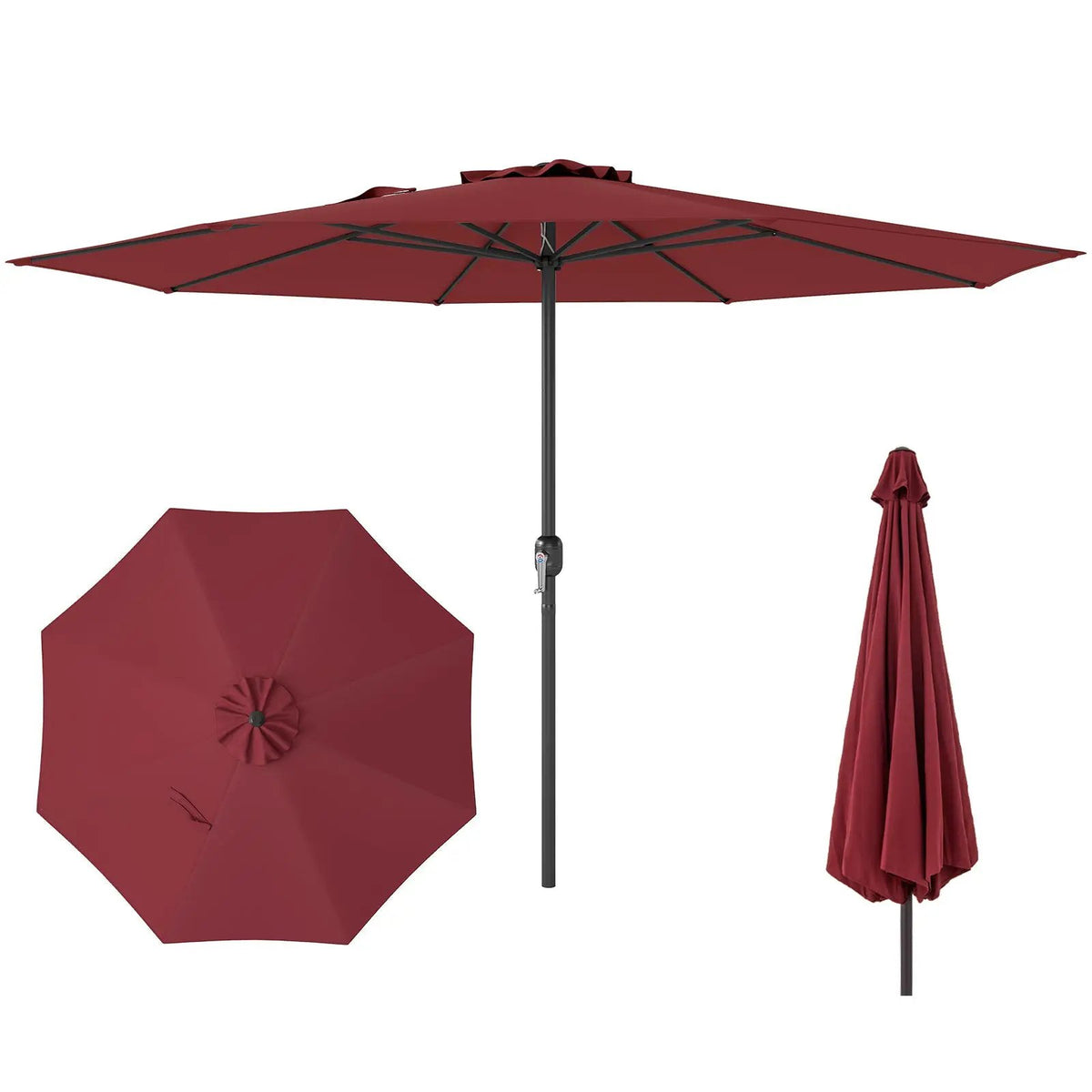 12 Feet Patio Umbrella with Crank Handle and 8 Sturdy Ribs, photo 10 of 10