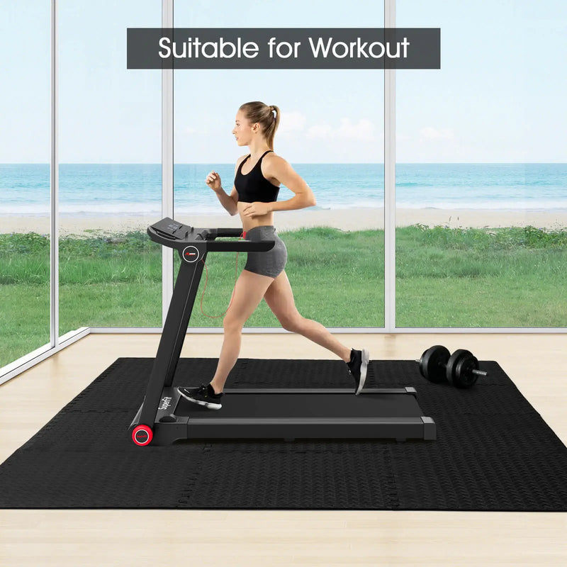 12 Pieces Puzzle Interlocking Flooring Mat with Anti-slip and Waterproof Surface-Black by DirectDeals