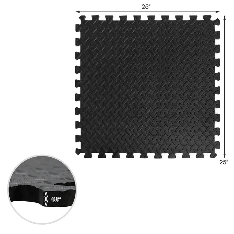 12 Pieces Puzzle Interlocking Flooring Mat with Anti-slip and Waterproof Surface-Black by DirectDeals