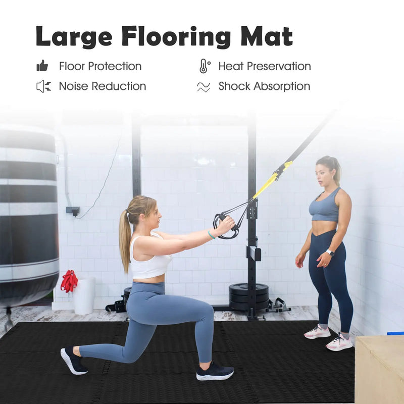 12 Pieces Puzzle Interlocking Flooring Mat with Anti-slip and Waterproof Surface-Black by DirectDeals
