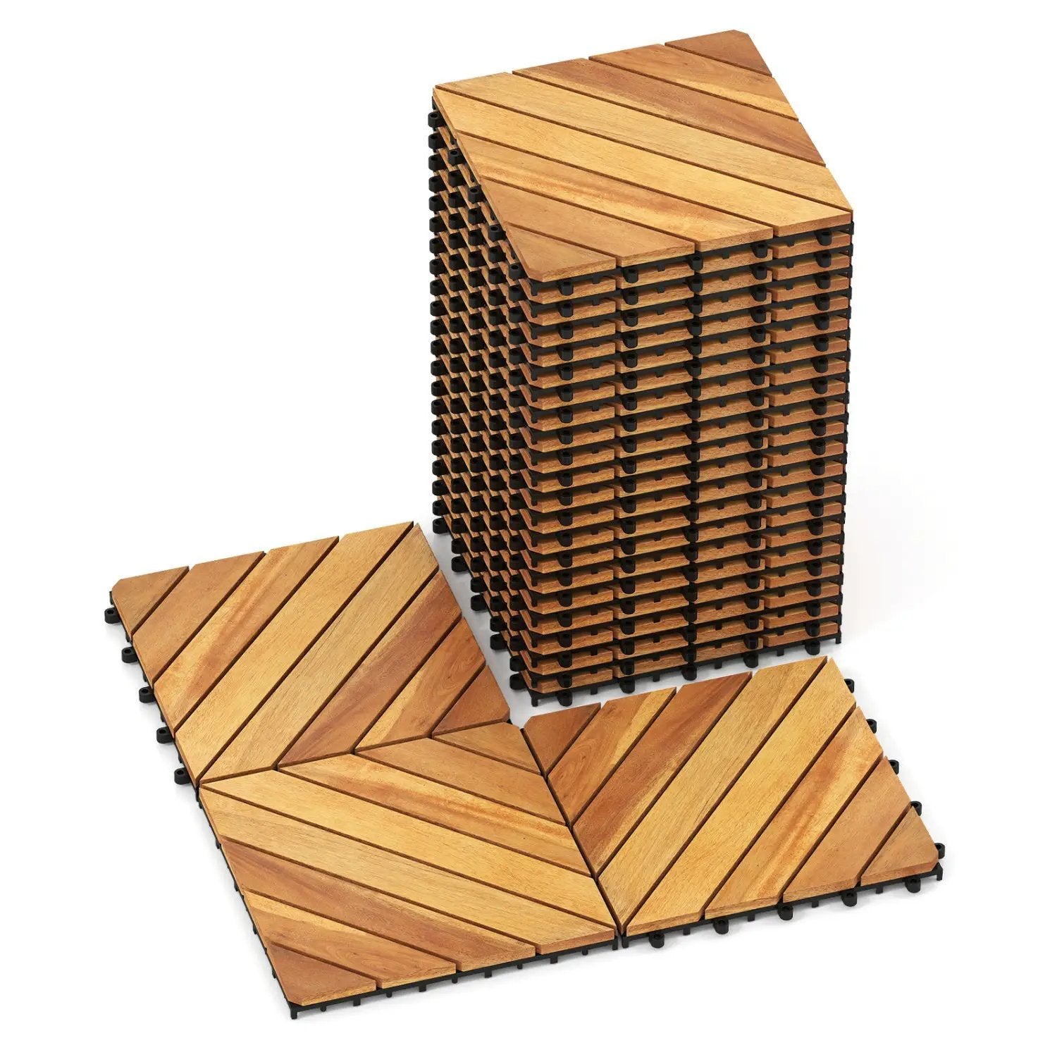 Acacia Wood Interlocking Deck Tiles 12x12 Inch - 24 Pack by DirectDeals