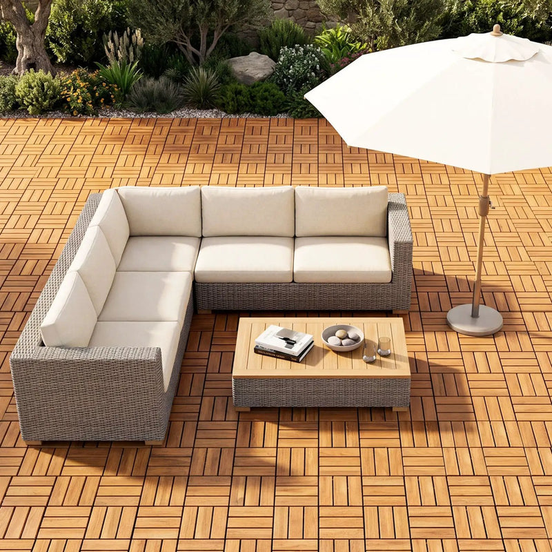 Acacia Wood Interlocking Deck Tiles 12x12 Inch - 27 Pack by DirectDeals