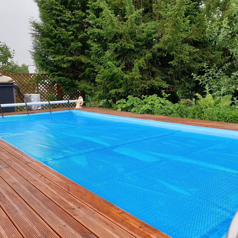 Rectangle Swimming Pool Cover 12-MIL Heat Retaining Pool Solar Blanket with Carrying Bag by DirectDeals