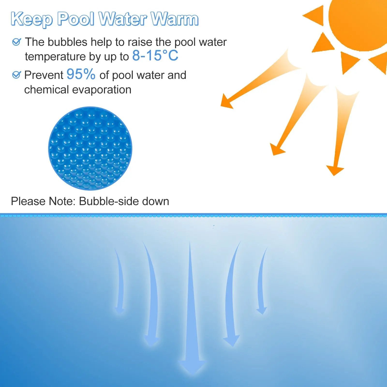 Rectangle Swimming Pool Cover 12-MIL Heat Retaining Pool Solar Blanket with Carrying Bag by DirectDeals