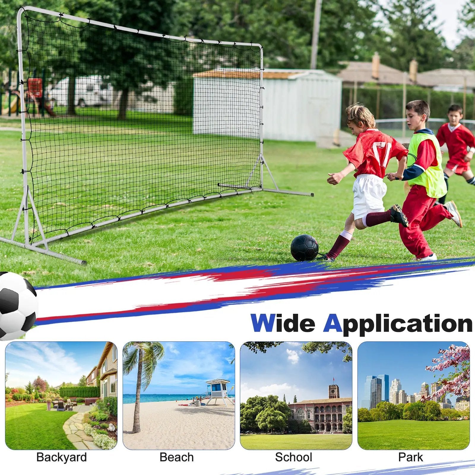 12 x 6 Feet Soccer Rebounder Net with All Weather Net-White by DirectDeals