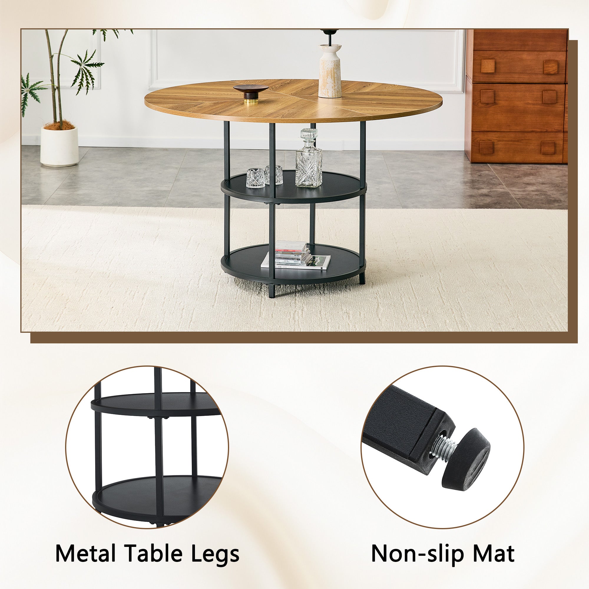 47.3-Inch Diameter Modern Splicing Circular Dining Table by HouseOfZazla