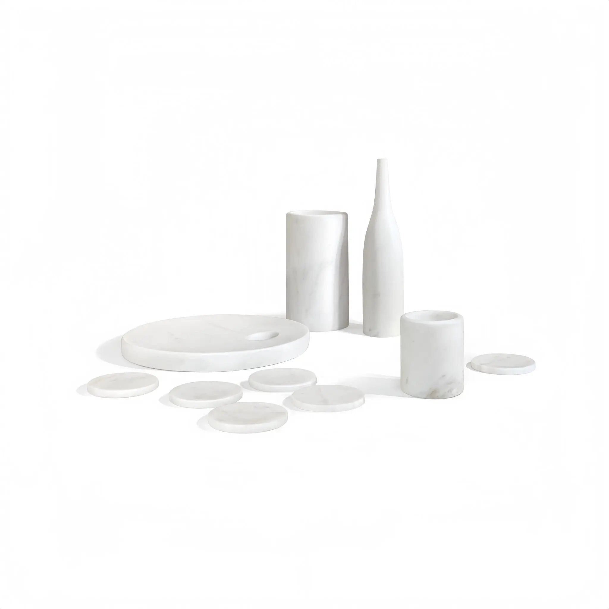 10 Pieces Luxury Natural Marble Dining Room Accessories Set by HouseOfZazla