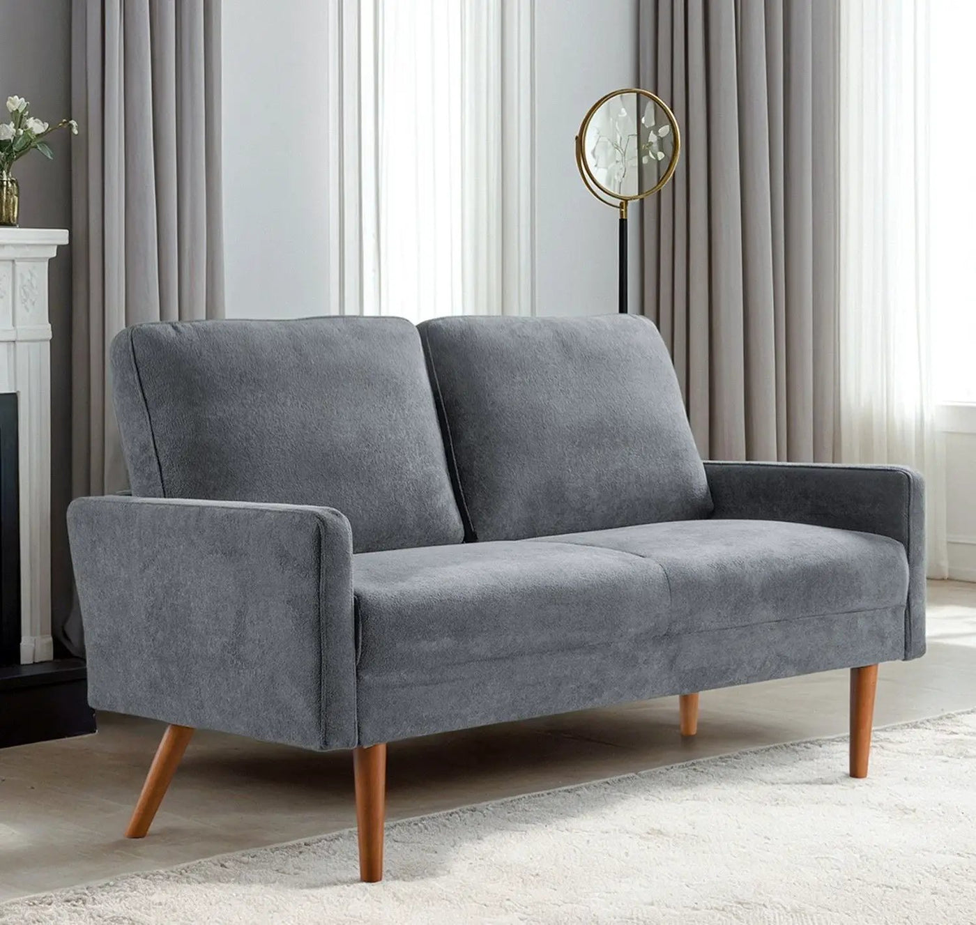 Loveseat Sofa, European Style With Sleek Design, Modern & Vintage Flair, Upholstered 2 Seater Couch by Unique Piece Furniture