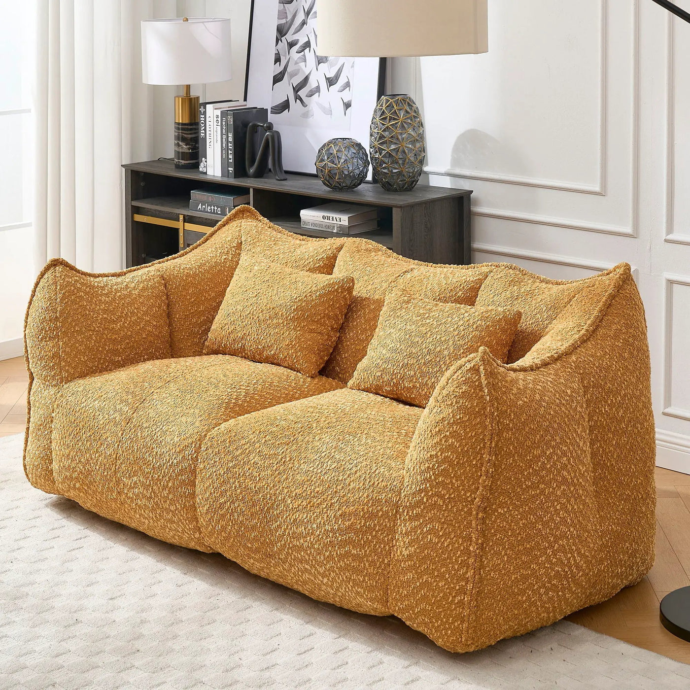 Comfortable Dual Beanbag Chair With High Resilience Foam Core For 2 People by Unique Piece Furniture