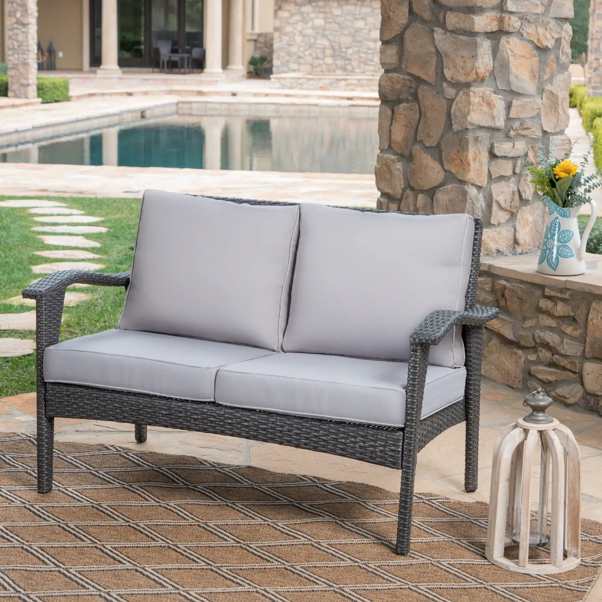 Honolulu Loveseat - Gray / Silver by HouseOfZazla