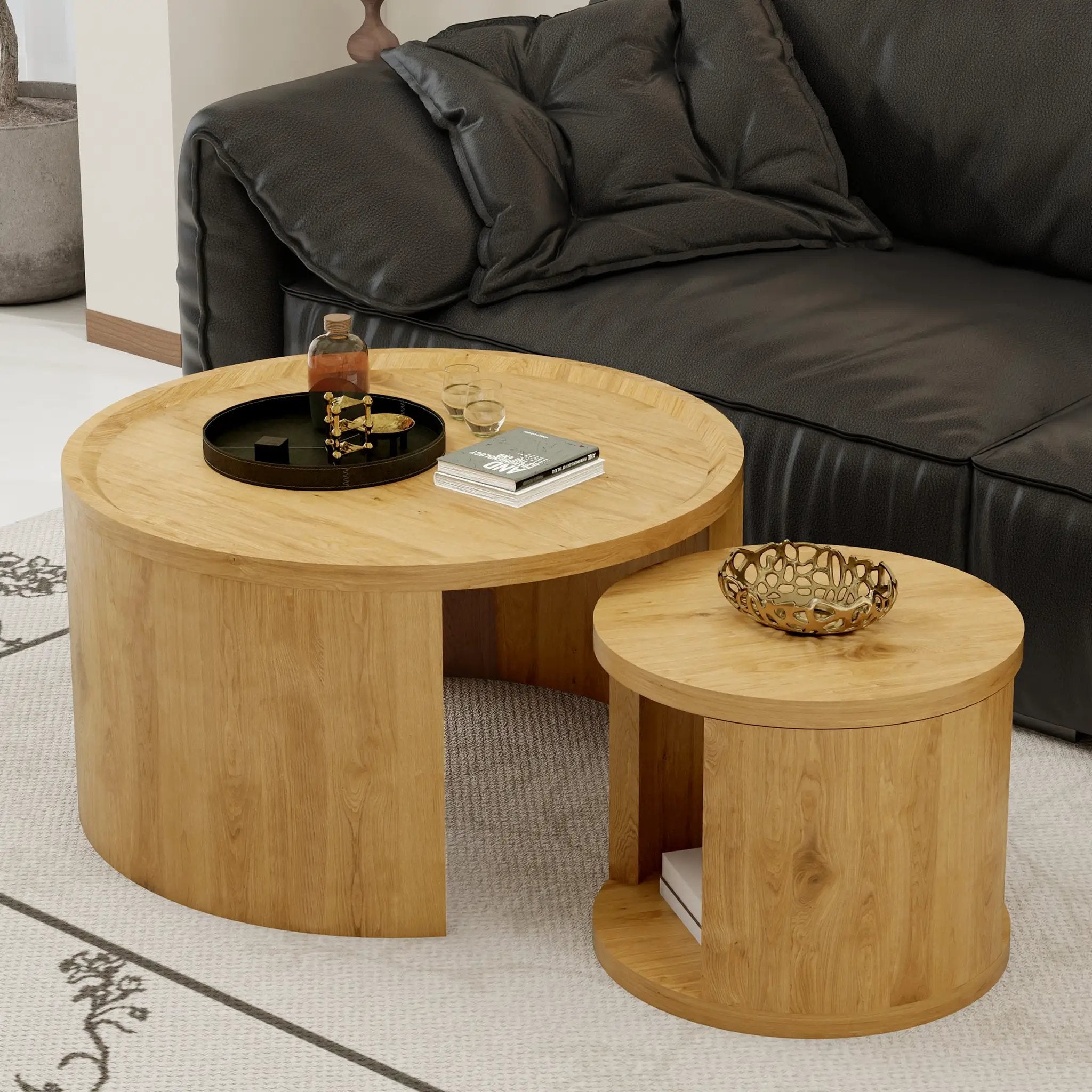 Round Nesting Coffee Table Set of 2 by HouseOfZazla