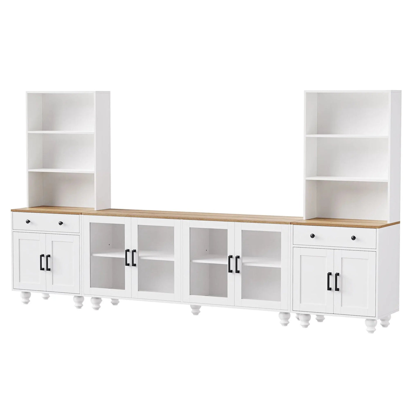 Farmhouse TV Stand With Solid Wood Gourd Shaped Legs For TVs Up To 70" by Unique Piece Furniture
