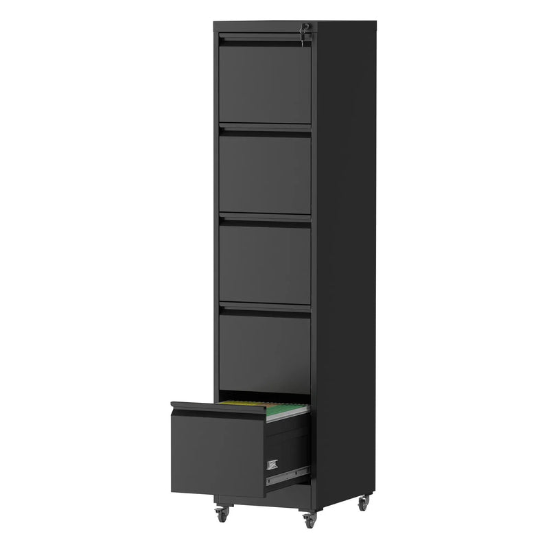 Drawer Metal Locking Vertical File Cabinet With Wheels Heavy Duty Lockable Storage by Unique Piece Furniture