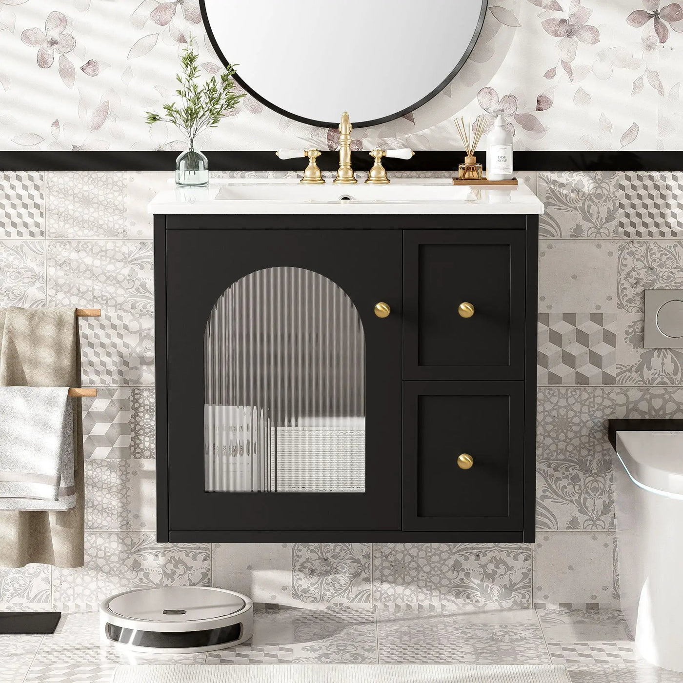 Wall-Mounted Bathroom Vanity Set With Sink, 2 Drawers And Soft-Close Door by Unique Piece Furniture