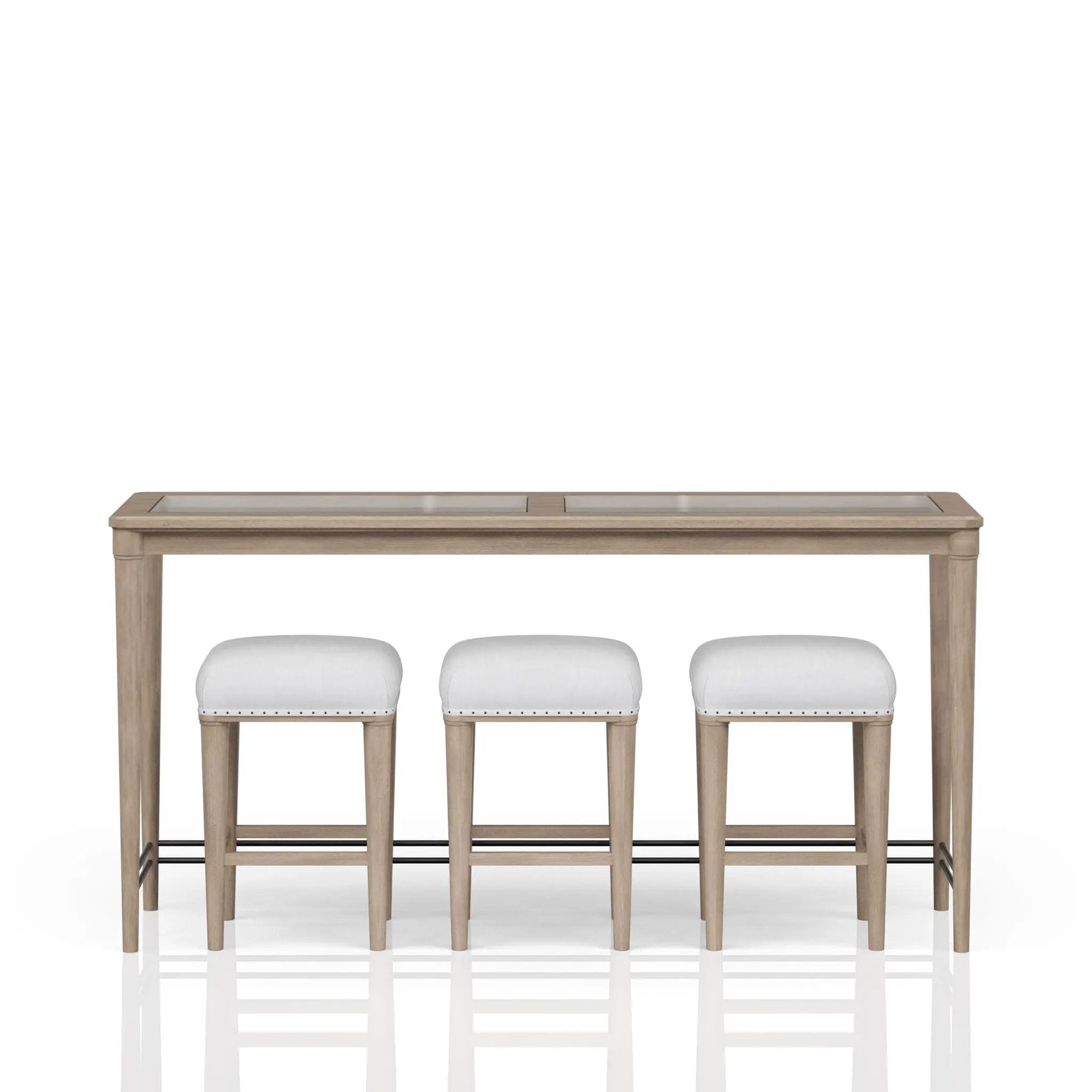 Glass Console Table With 3 Stools - Frosted by HouseOfZazla