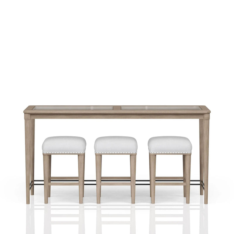 Glass Console Table With 3 Stools - Frosted by Unique Piece Furniture