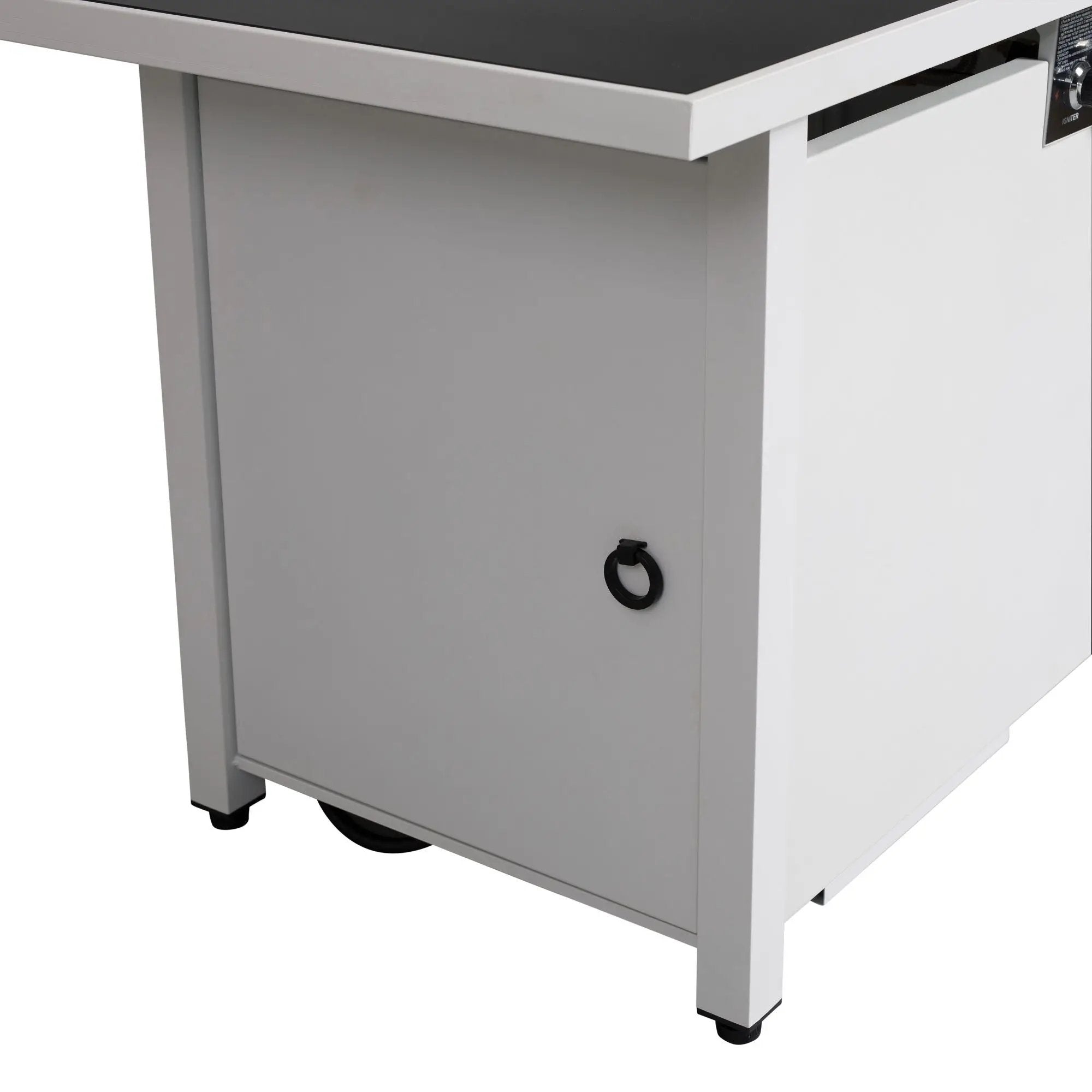 Outdoor Fire Pit Table With Lid - White / Black by HouseOfZazla