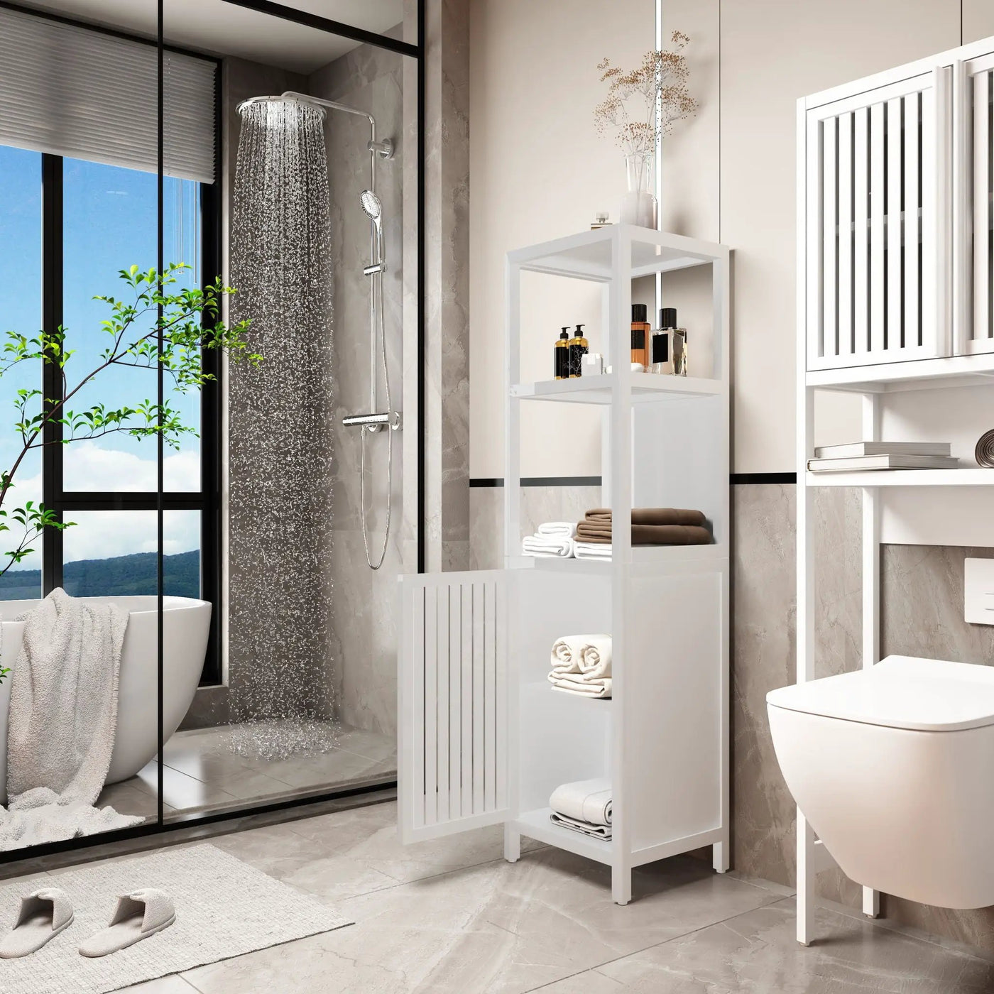 Storage Cabinet With Tall Tower, Multifunctional For Bathroom by Unique Piece Furniture