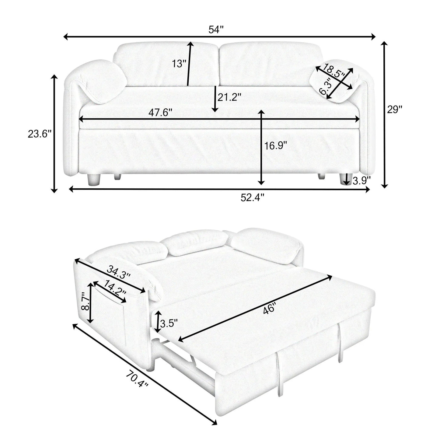 Sofa, Dual Purpose Lounge With Retractable Queen Size Bed by HouseOfZazla