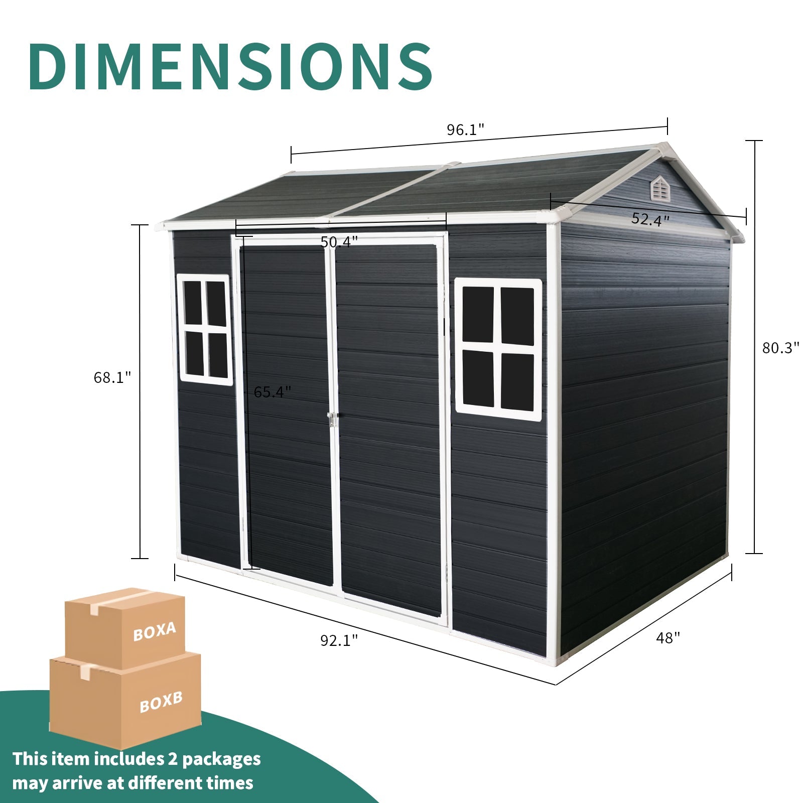 8x4ft Outdoor Resin Garden Shed with Floor and 2 Windows by HouseOfZazla