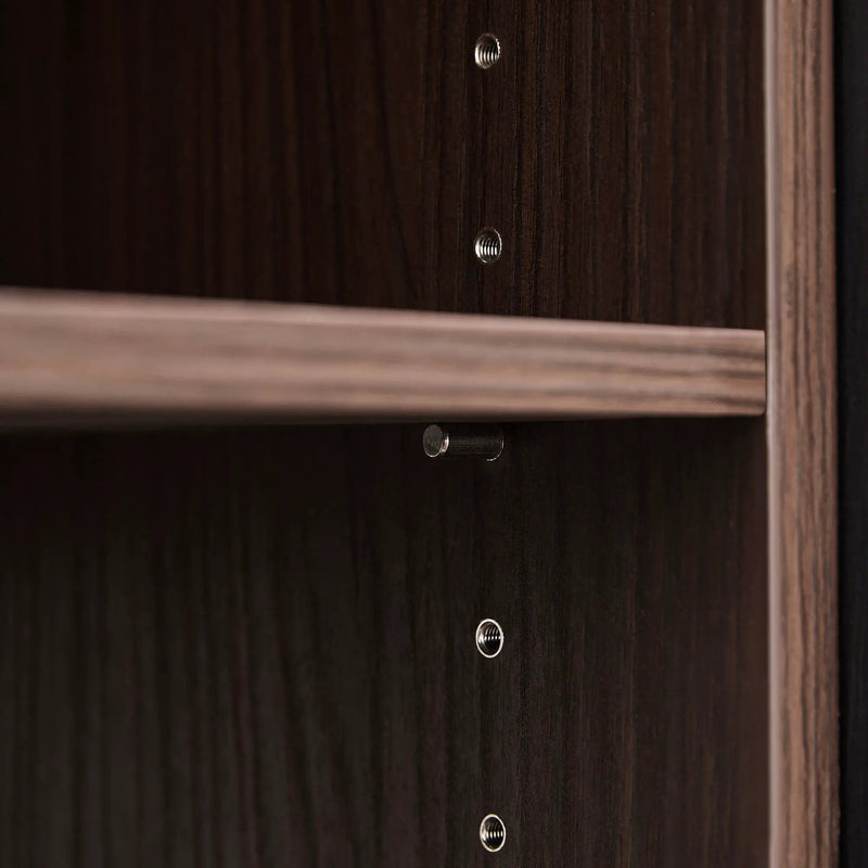 Modern Extendable & Rotating Cabinet With Drawer And Flip Doors For Versatile Storage - Black / Dark Walnut