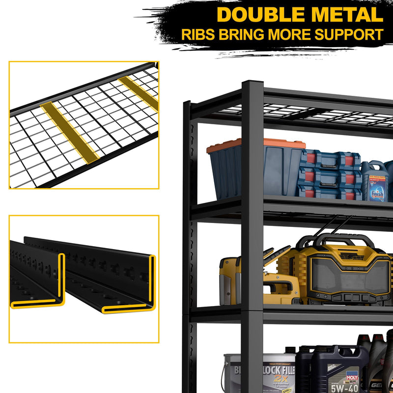 Garage Storage Rack, 5 Layer Adjustable Shelving Unit For Warehouse - Black by HouseOfZazla