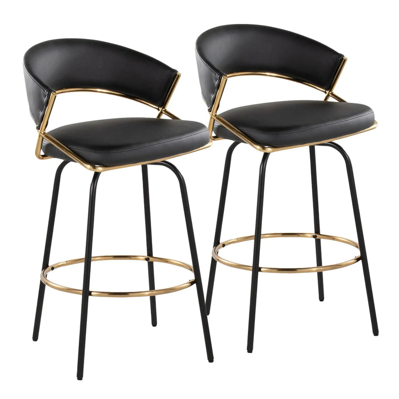 Jie - Fixed Height Contemporary Counter Stool With Swivel Round Footrest (Set of 2) by Unique Piece Furniture