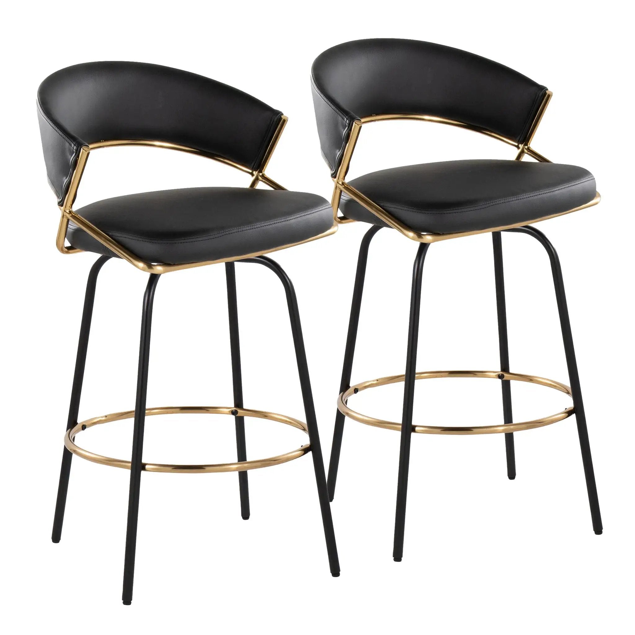 Jie - Fixed Height Contemporary Counter Stool With Swivel Round Footrest (Set of 2) by HouseOfZazla