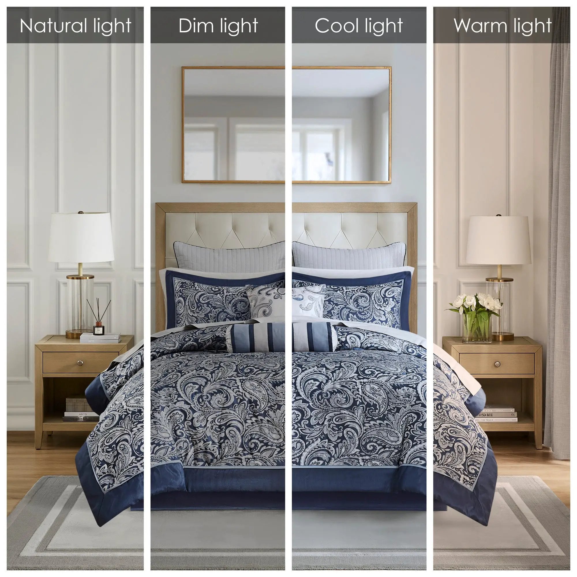 12 Piece Comforter Set with Cotton Bed Sheets Navy Queen by HouseOfZazla