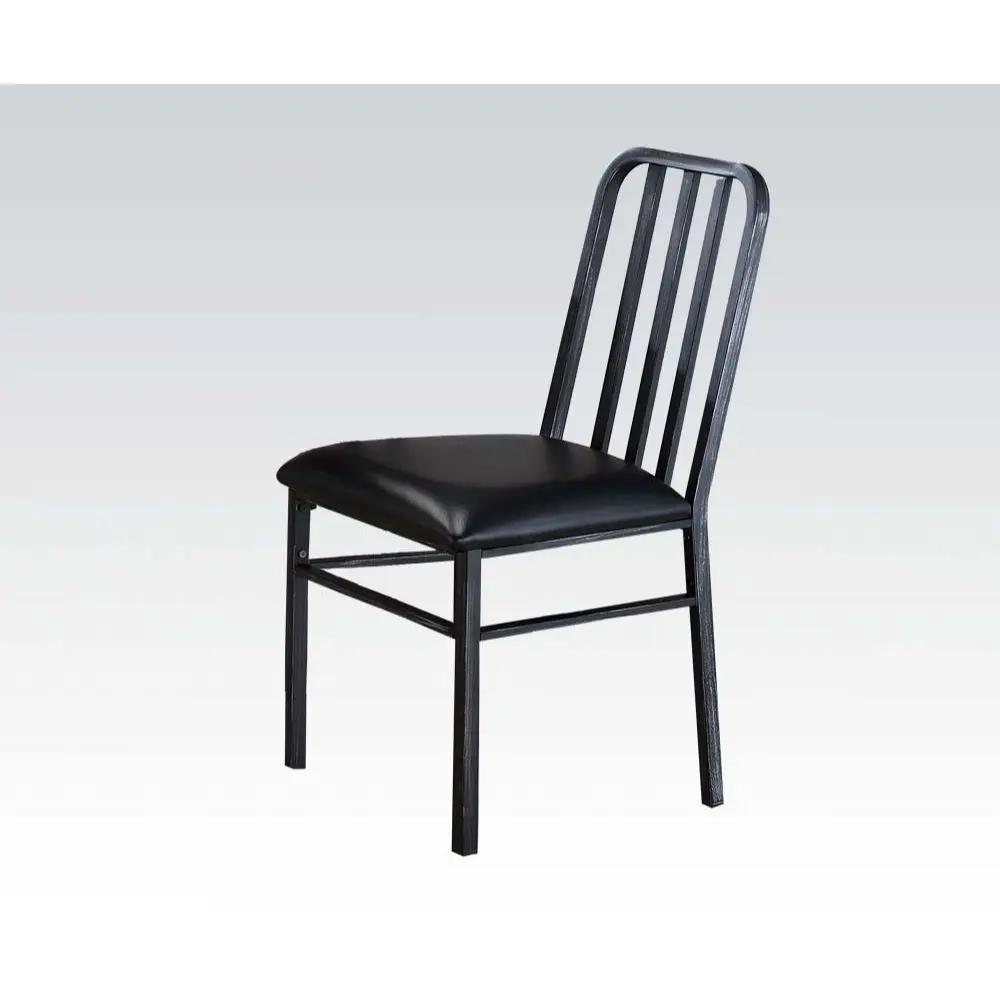 Jodie - Side Chair (Set of 2) - Black Synthetic Leather & Antique Black by Unique Piece Furniture