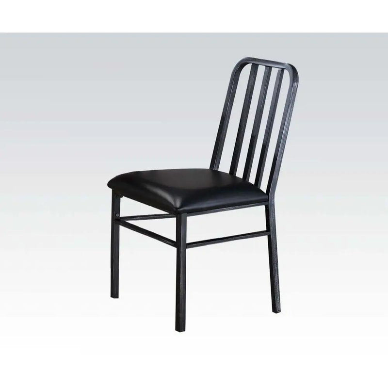 Jodie - Side Chair (Set of 2) - Black Synthetic Leather & Antique Black by Unique Piece Furniture