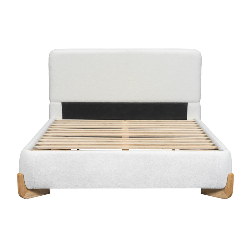 Elegant Boucle Upholstered Bed With Solid Wood Feet by HouseOfZazla