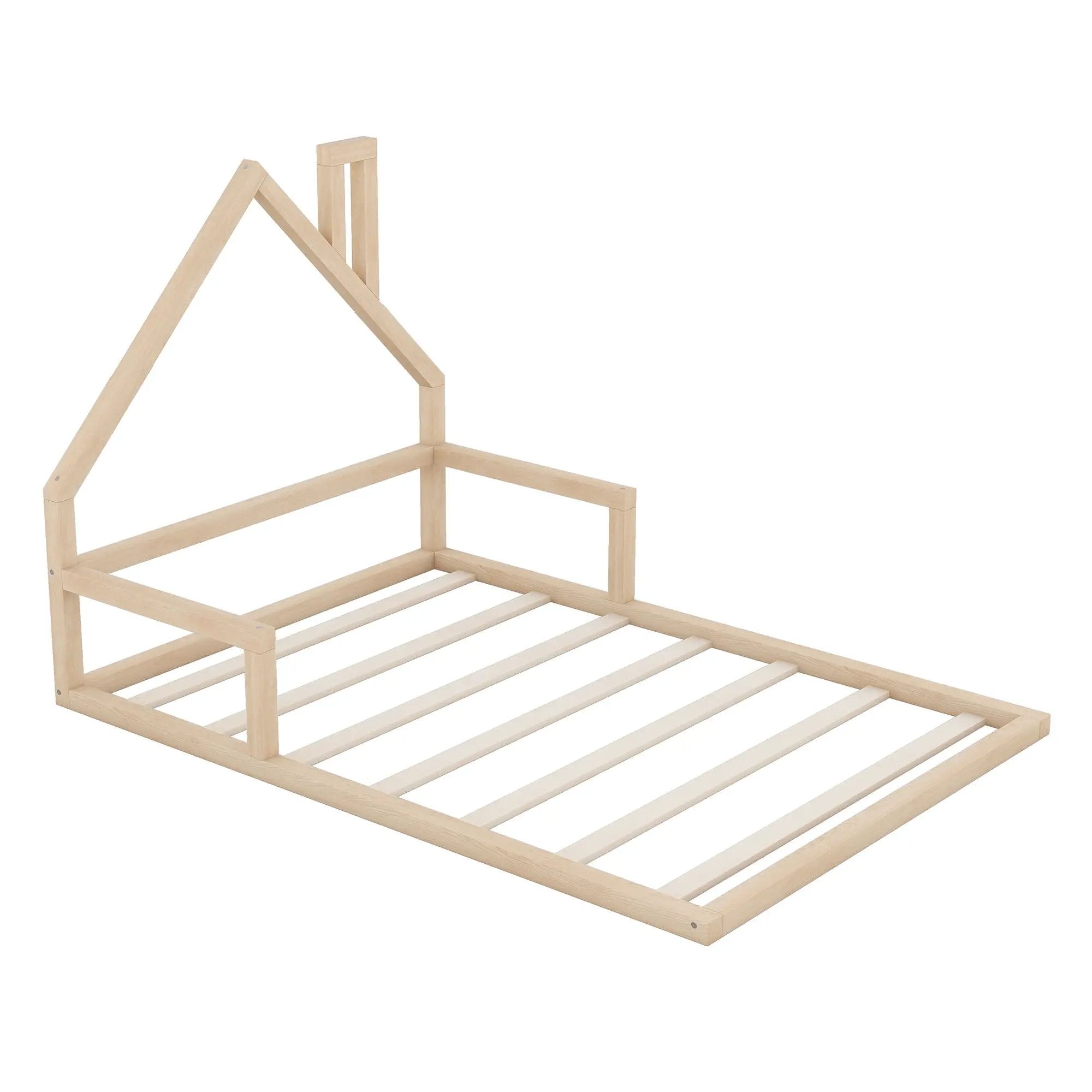 Elegant Floor Bed With House Shaped Headboard