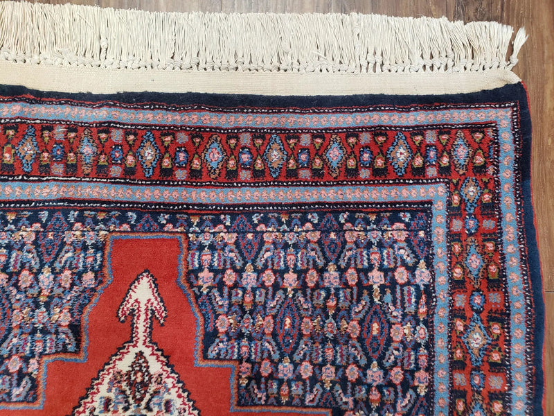 4x6 Western Kurdistan Kurdish Carpet Senneh Wool Area Rug Veg Dyes Red Blue Nice by Jewel Rugs