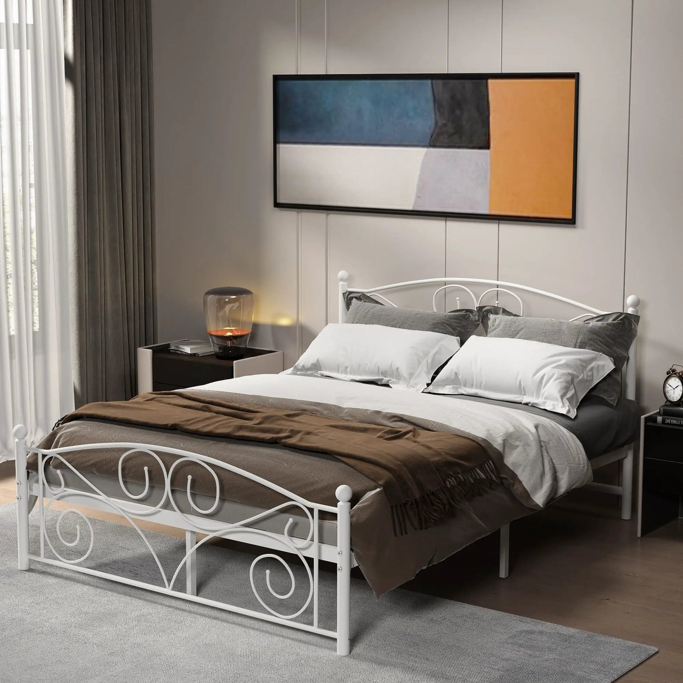Unique Flower Sturdy System Metal Bed Frame With Headboard And Footboard by Unique Piece Furniture