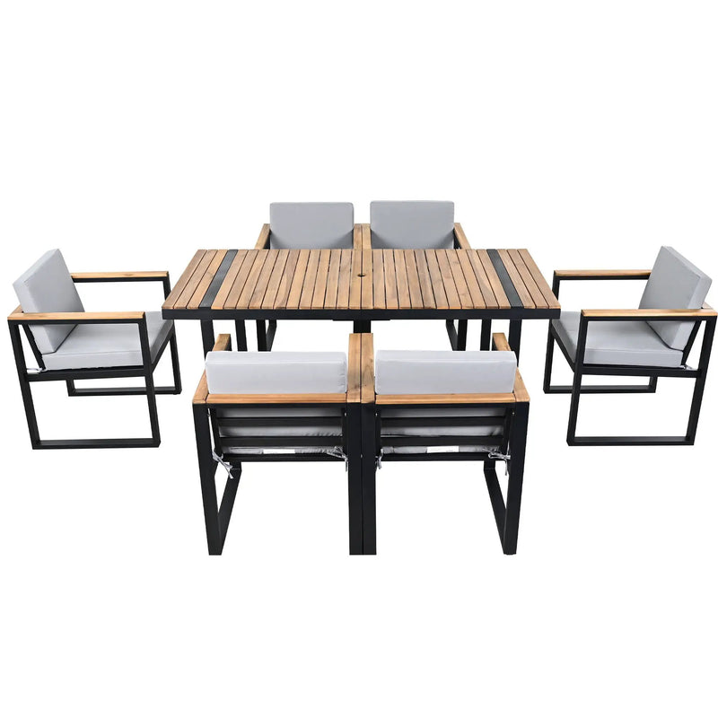 7 Pieces Outdoor Dining Set Patio Dining Table And Chair Set With And Removable Cushions For Patio by HouseOfZazla