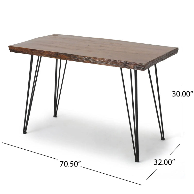 Modern Industrial Faux Live Edge Dining Table With Hairpin Legs - Natural by HouseOfZazla
