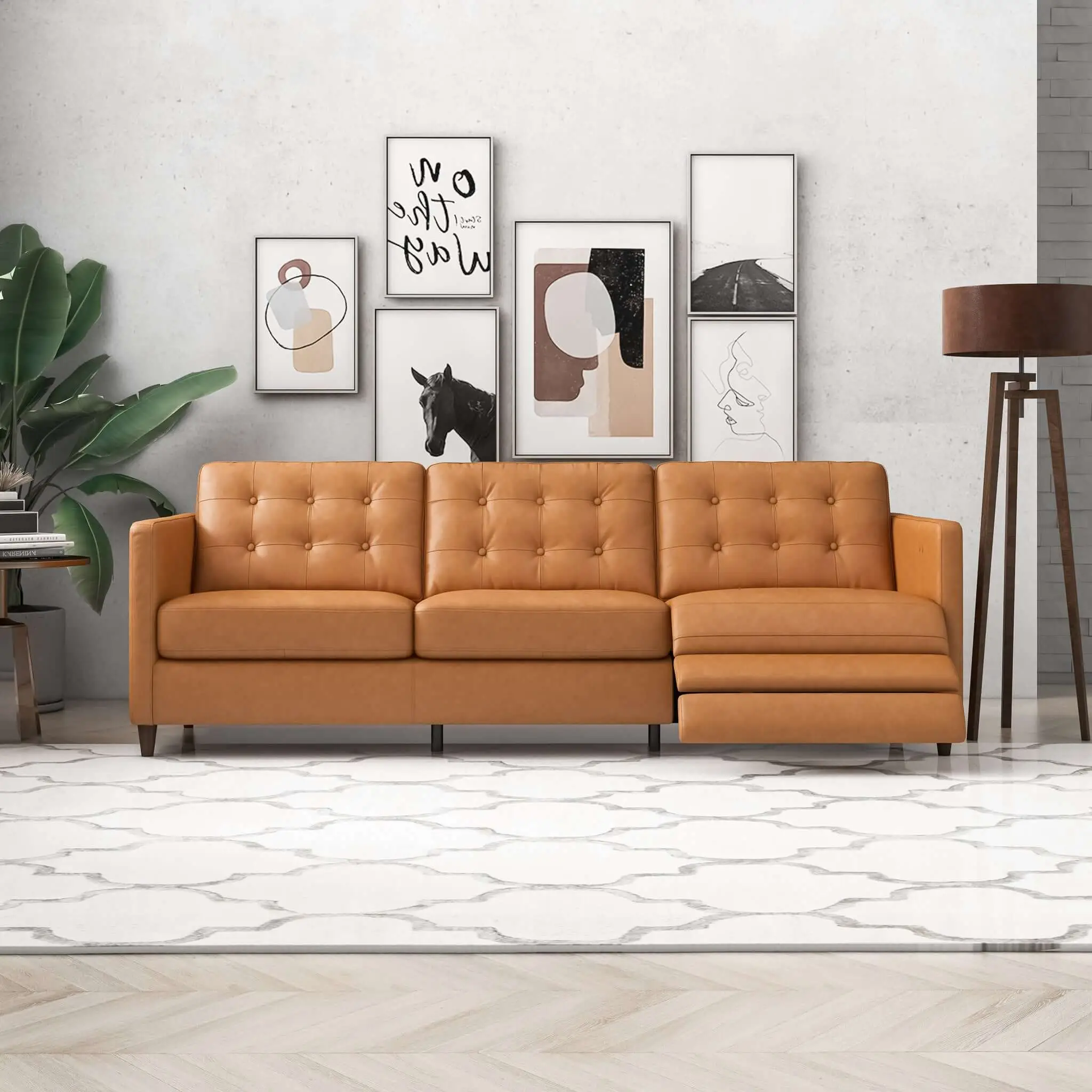 Christopher Tan Leather Electric Inclining Sofa by HouseOfZazla