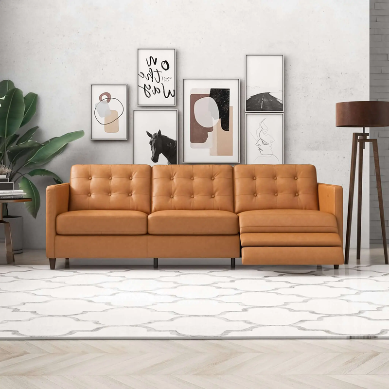 Christopher Tan Leather Electric Inclining Sofa by HouseOfZazla