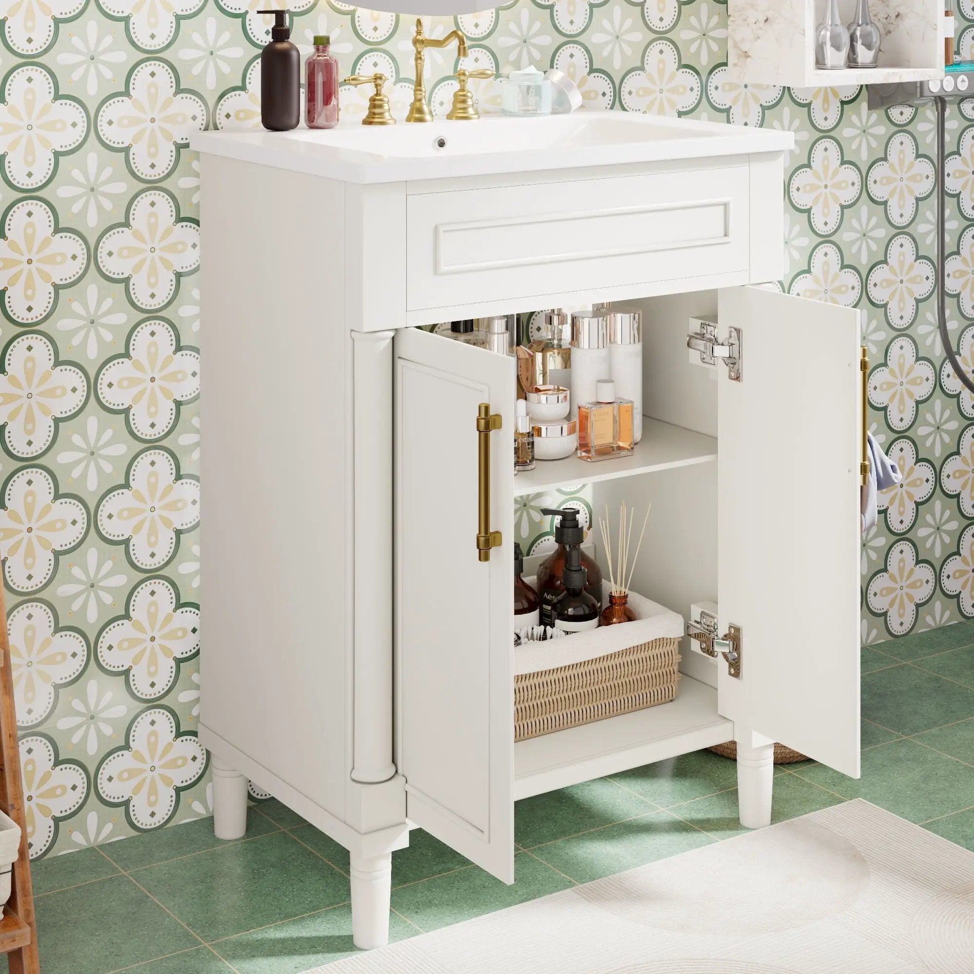 Bathroom Vanity With Integrated Sink, 2 Door Cabinet, Single Sink For Small To Medium Bathrooms by Unique Piece Furniture