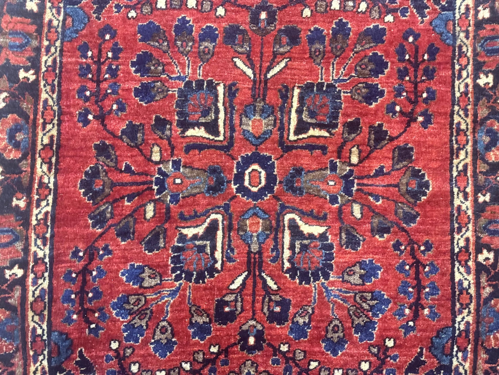 Small Red Persian Sarouk Rug 2.7 x 4.9, Floral, Antique by Jewel Rugs