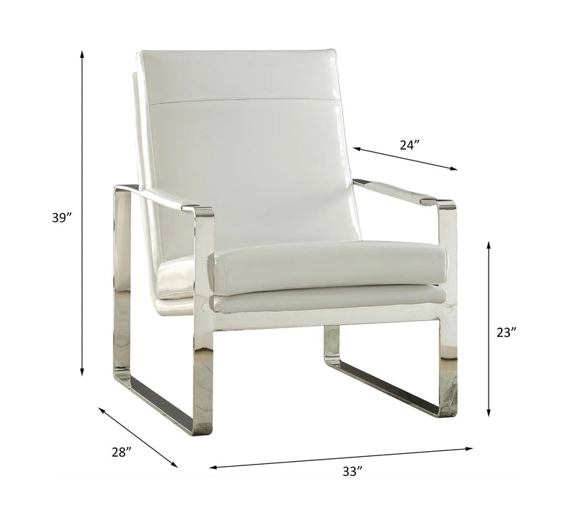 Rafael - Accent Chair - White Synthetic Leather & Stainless Steel by Unique Piece Furniture