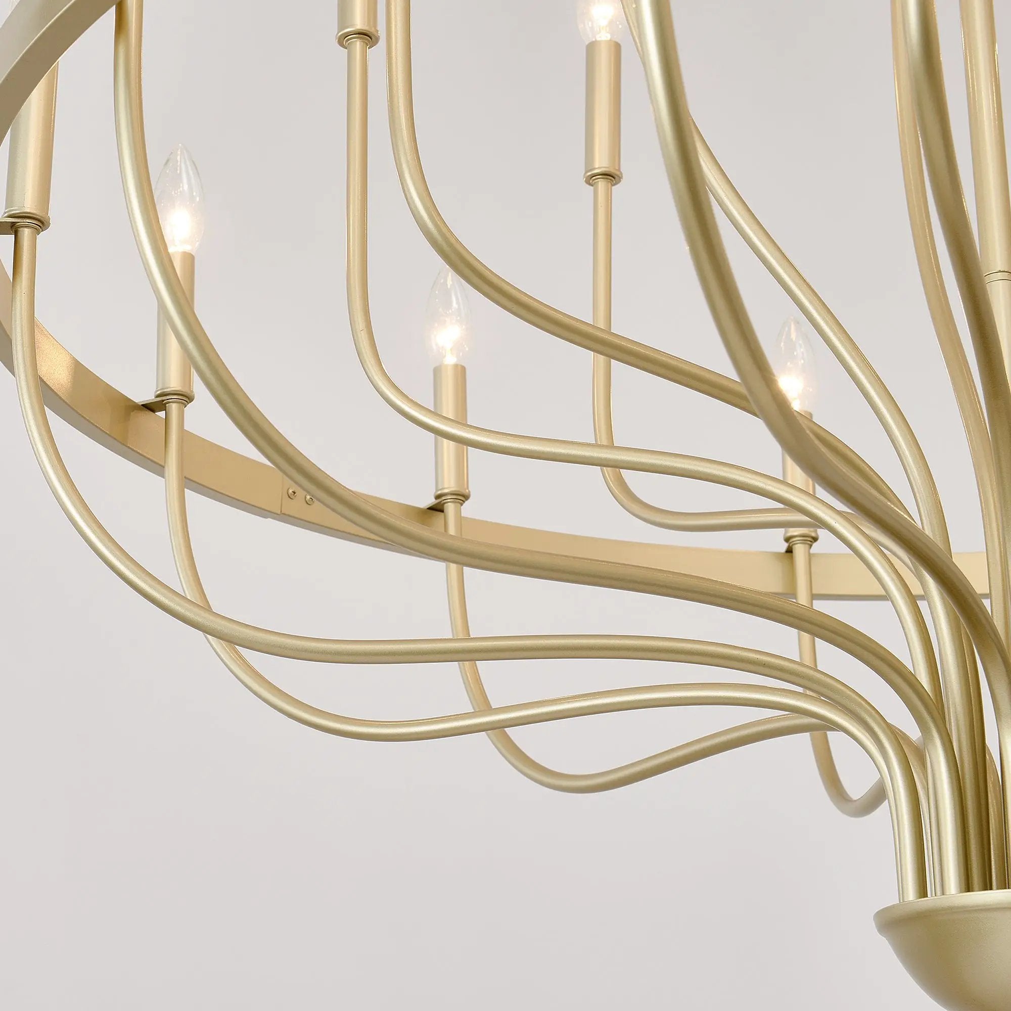 36-Light Gold Industrial Iron Candle Chandelier by HouseOfZazla