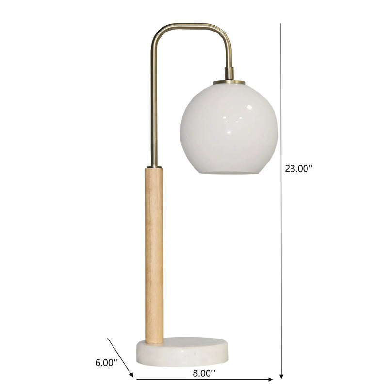 Bedside Table Lamp With Globe Lampshade - White by HouseOfZazla